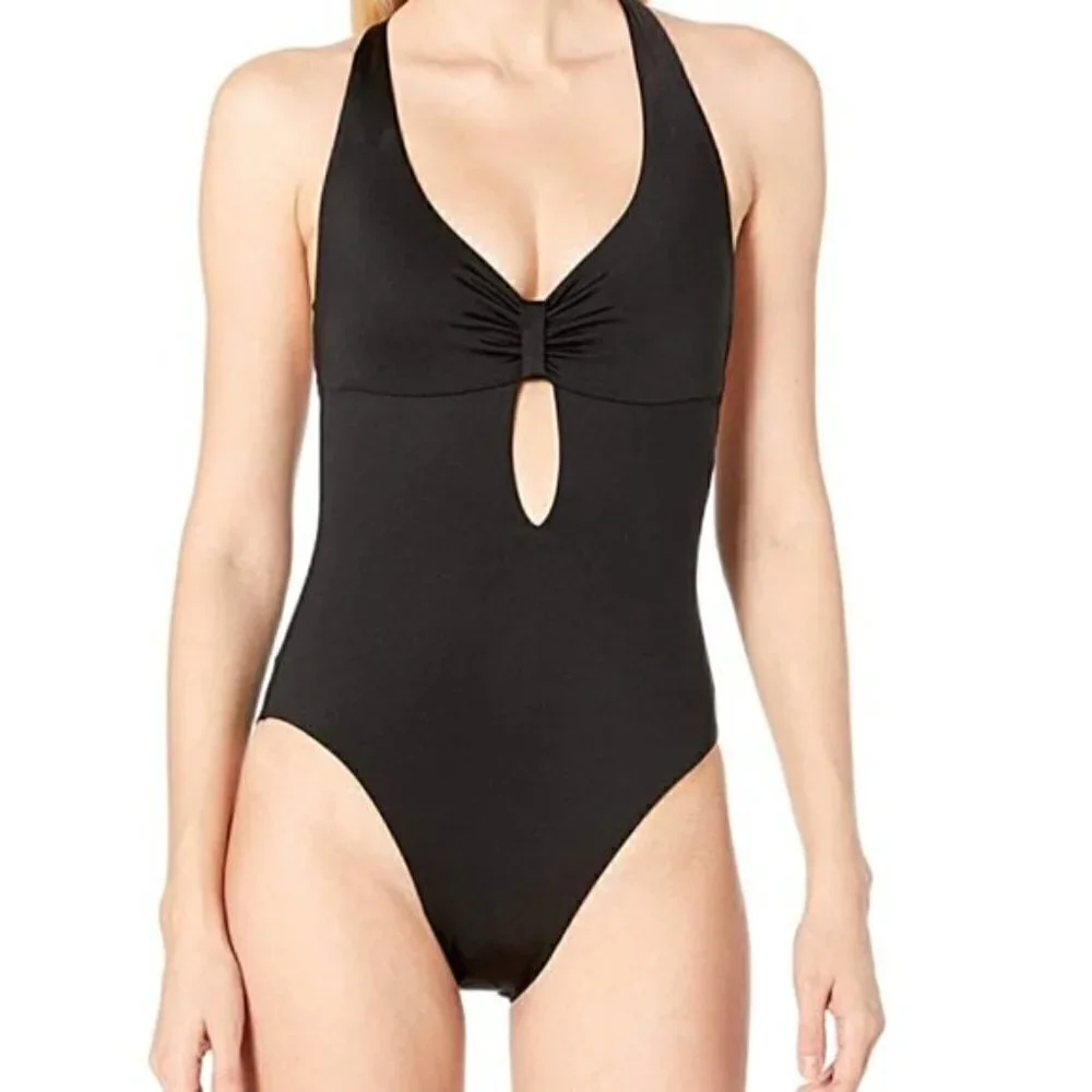 NWT BCBGMaxazria Black Cutout One Piece Bathing Suit Size 2